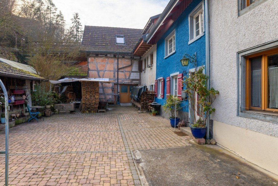 Eingang R�ckseite mit Hof Reihenmittelhaus Wut�schingen