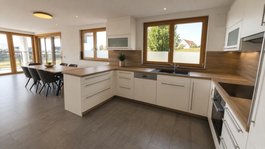 moderne Einbauk�che mit Elektroger�ten Erdgeschosswohnung G�rwihl
