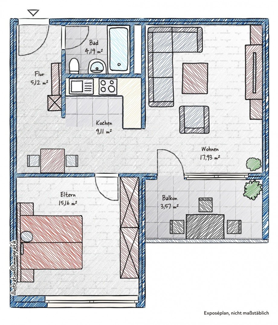 Grundriss Etagenwohnung Wut�schingen