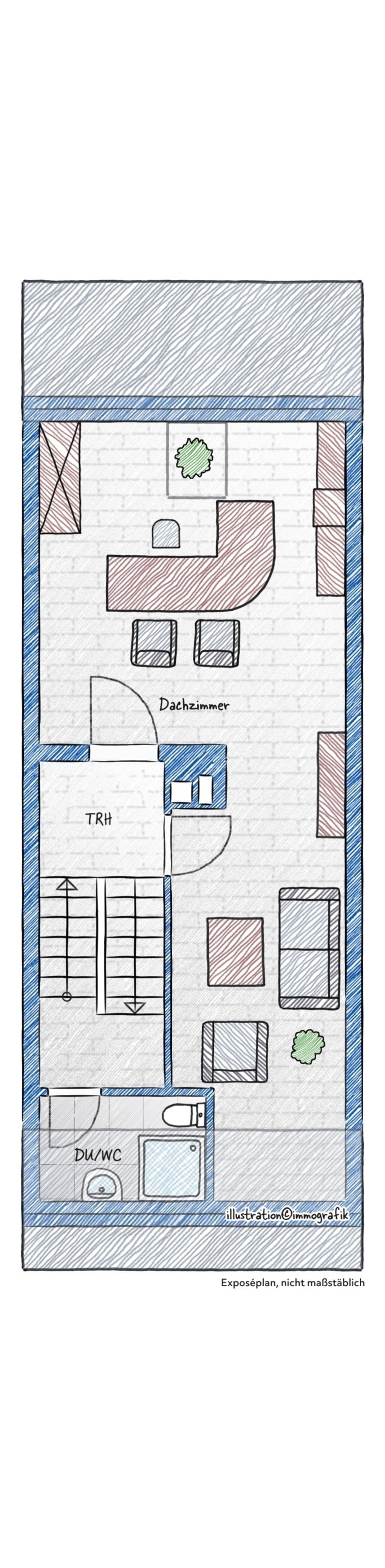Grundriss Dachgeschoss Reihenmittelhaus Dogern
