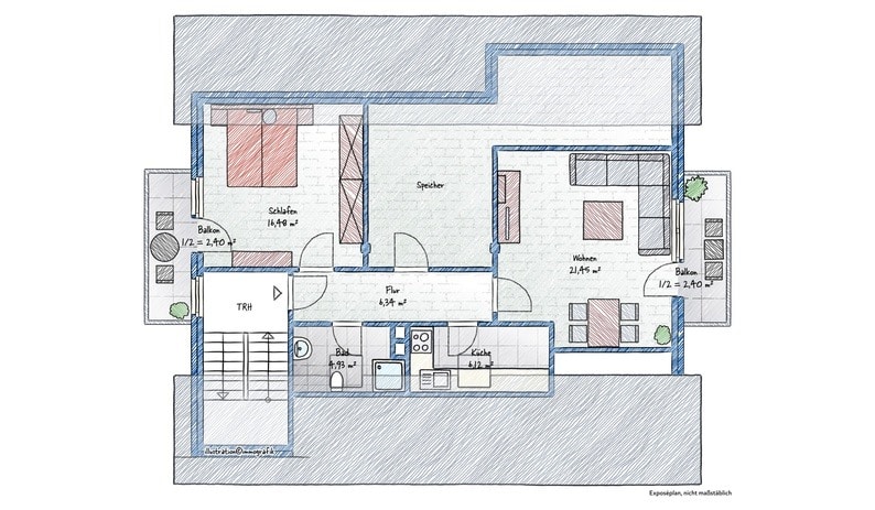 Grundriss Dachgeschoss Mehrfamilienhaus K�ssaberg