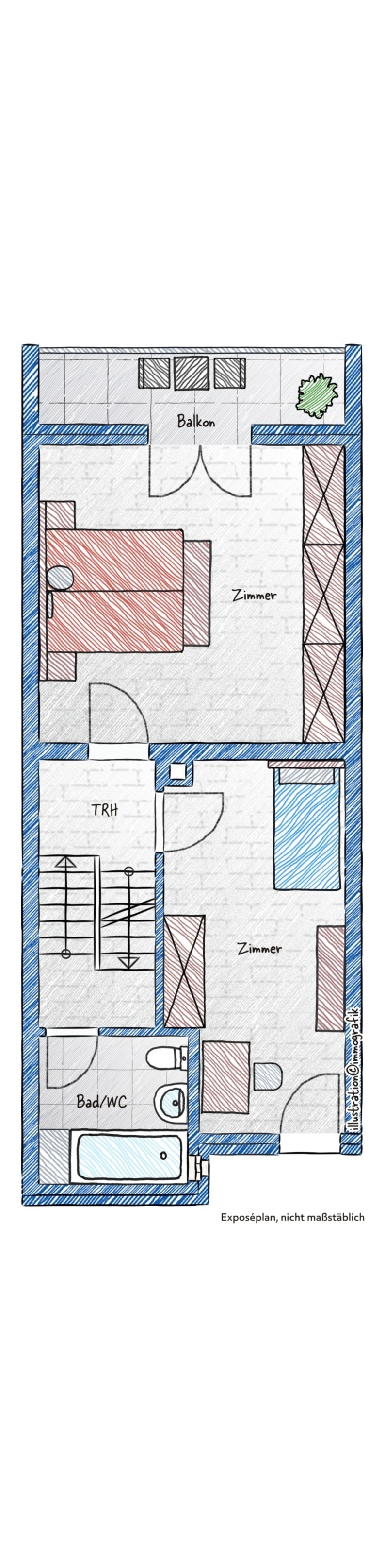 Grundriss Obergeschoss Reihenmittelhaus Dogern