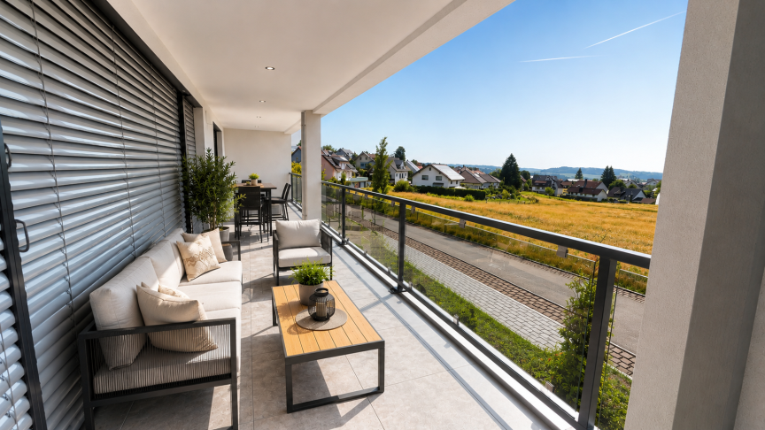 Balkon mit sch�ner Aussicht (S�dseite) Erdgeschosswohnung G�rwihl