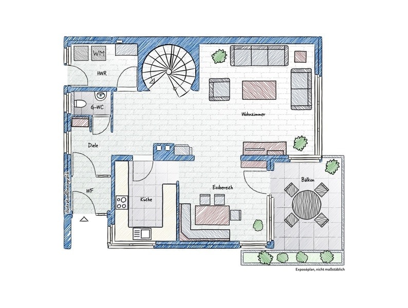 Grundriss Erdgeschoss Doppelhaush�lfte Waldshut-Tiengen