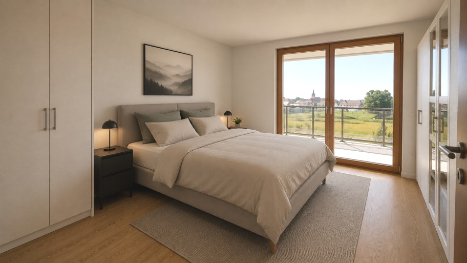 gem�tliches Hauptschlafzimmer Erdgeschosswohnung G�rwihl