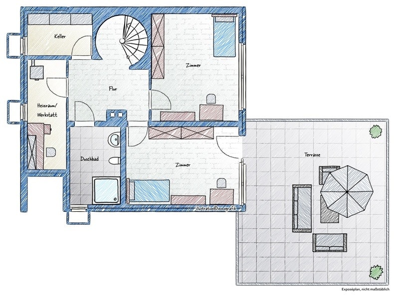 Grundriss Untergschoss Doppelhaush�lfte Waldshut-Tiengen