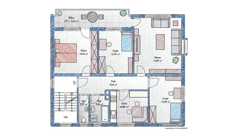 Grundriss Obergeschoss Mehrfamilienhaus K�ssaberg